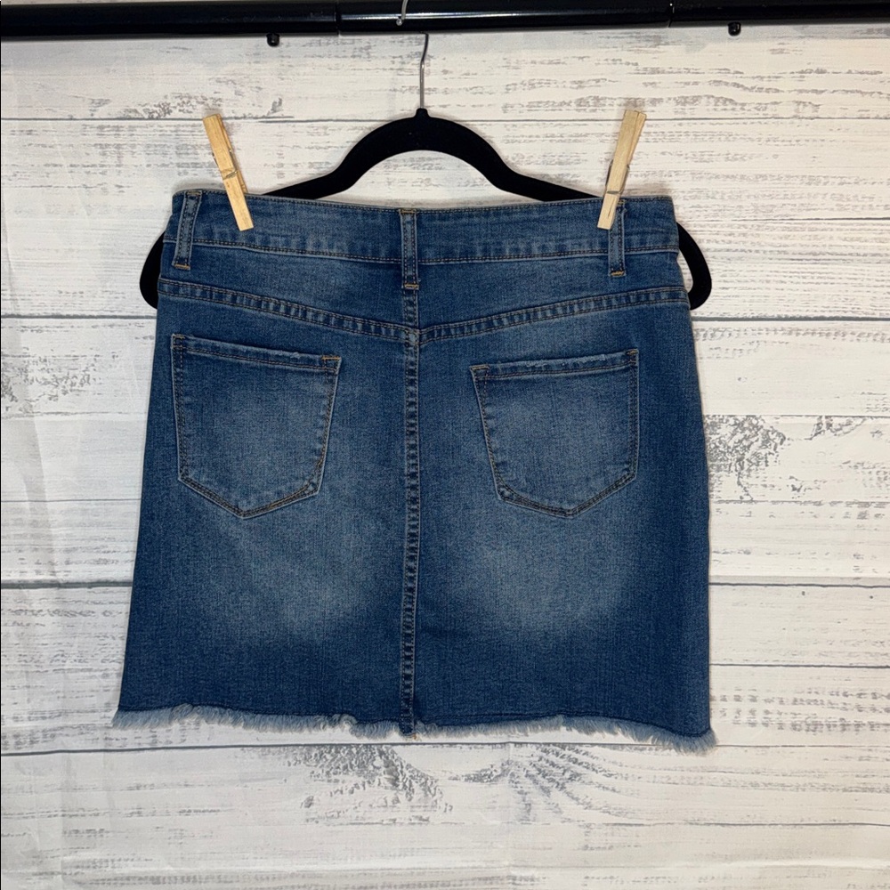 NWOT Women's Distressed Denim Skirt - Blue - Picture 5 of 8